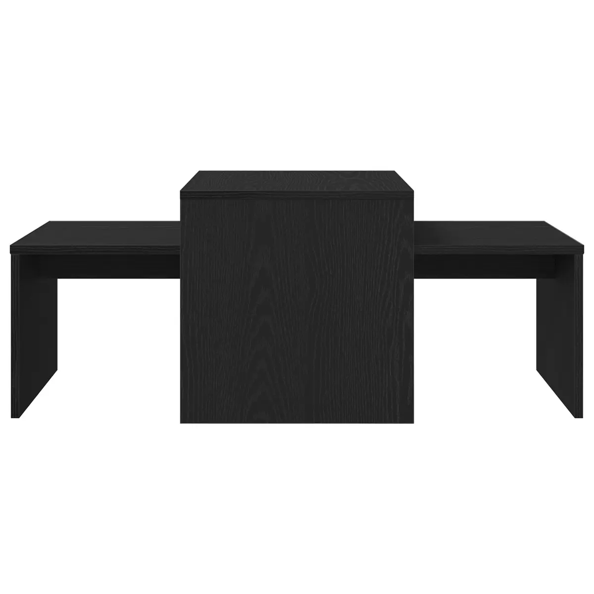 Nesting Coffee Tables Set Black Oak Modern Engineered Wood Indoor Furniture