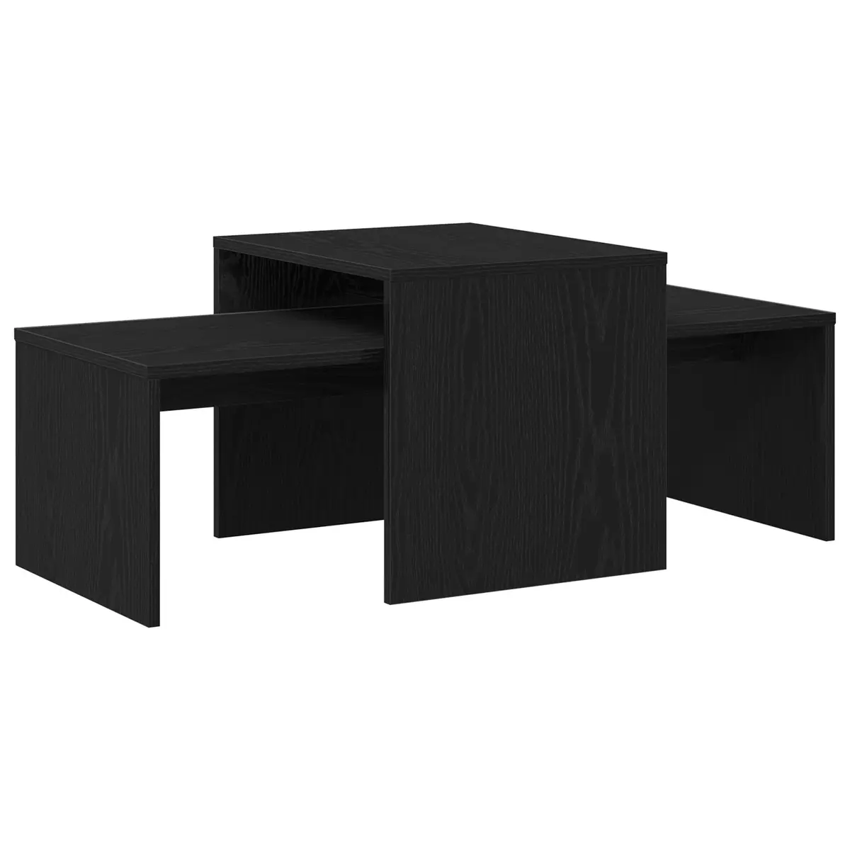 Nesting Coffee Tables Set Black Oak Modern Engineered Wood Indoor Furniture