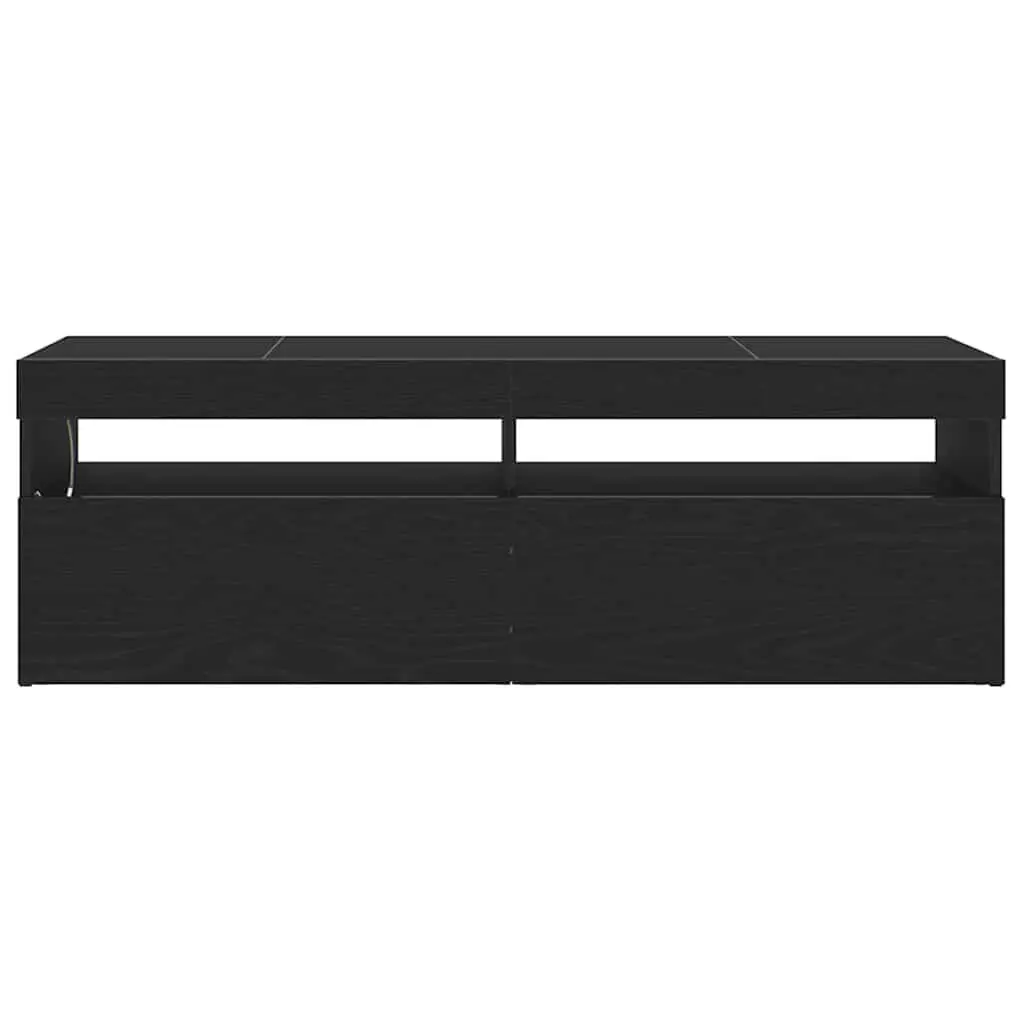 TV Cabinet Modern Black Oak 120cm Engineered Wood with LED Lighting