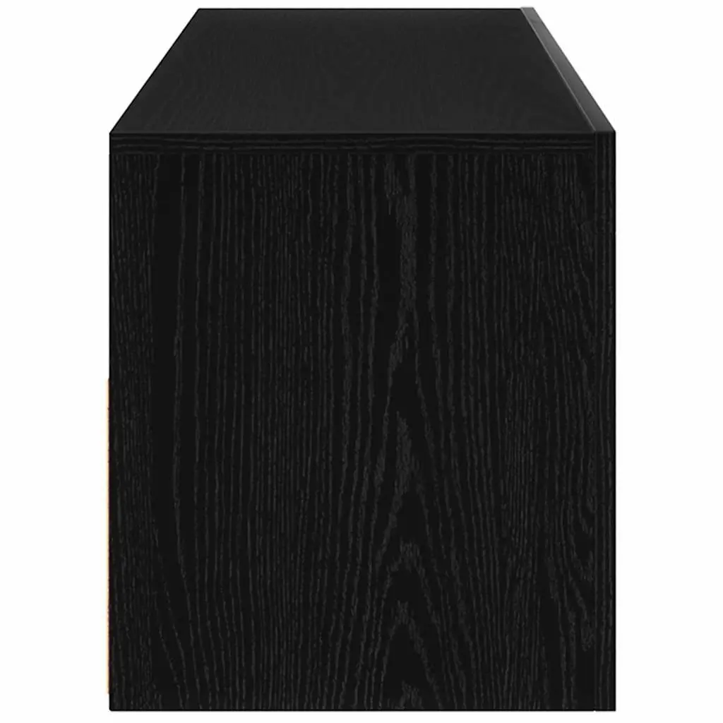 TV Cabinet Modern Black Oak Lowboard Engineered Wood with LED Lights