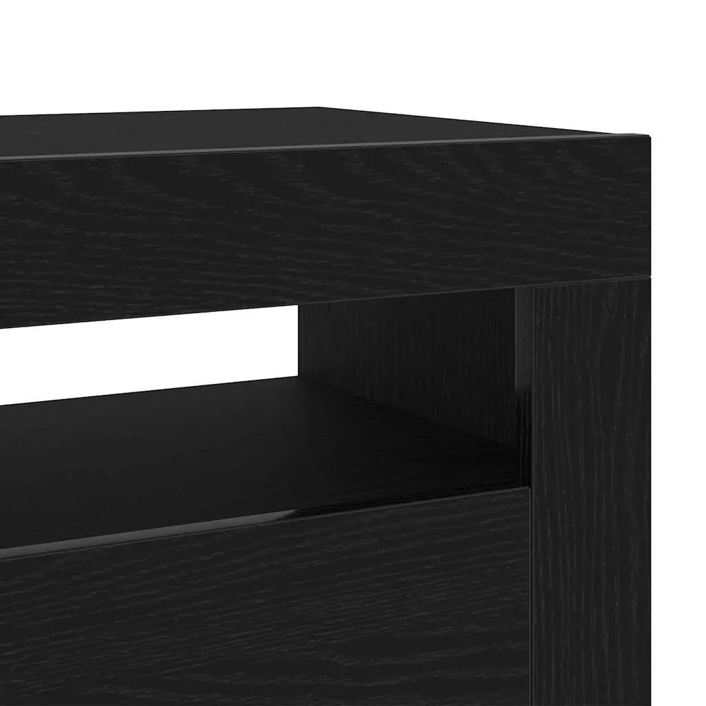 TV Cabinet Black Oak 75x35x40cm Engineered Wood with LED Lighting