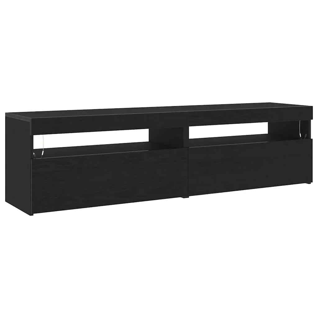 TV Cabinet Black 75 x 35 x 40 cm Engineered Wood 2 Piece Lowboard Storage Unit