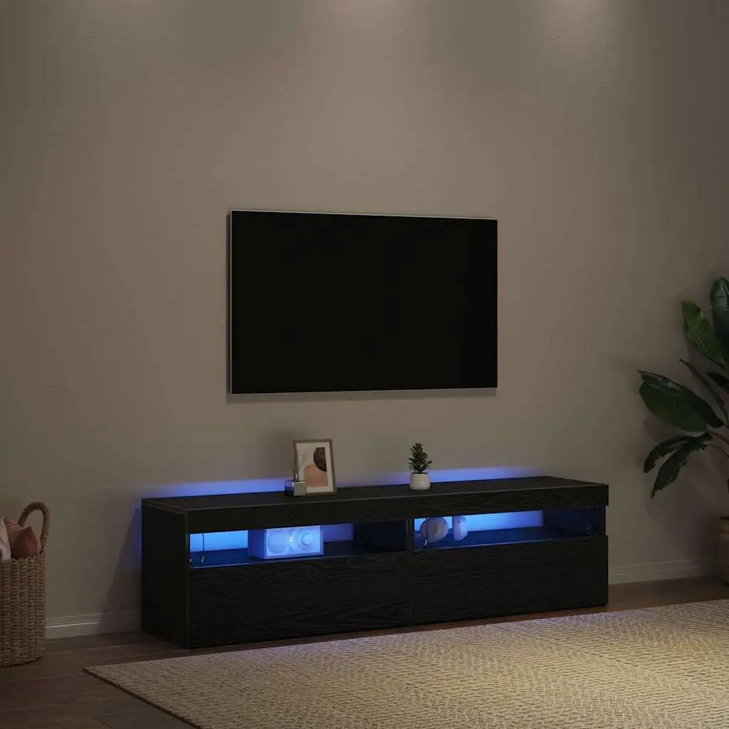 TV Cabinet Black 75 x 35 x 40 cm Engineered Wood 2 Piece Lowboard Storage Unit