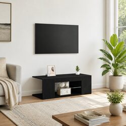 Black Oak Modern TV Cabinet for Living Room Storage