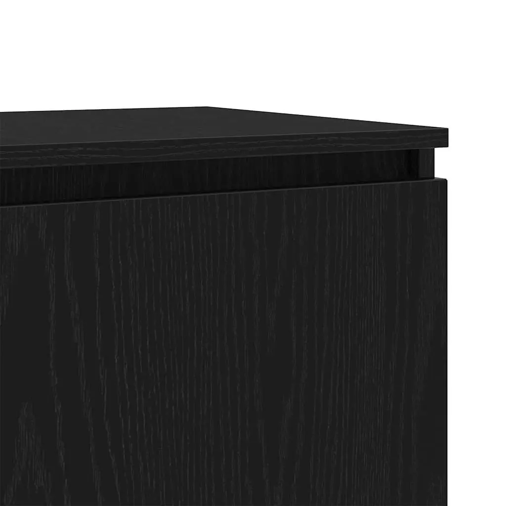 Black Oak Modern TV Cabinet with LED Lights and Shelves