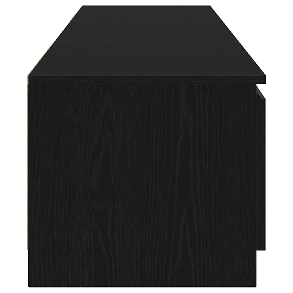 Black Oak Modern TV Cabinet with LED Lights and Shelves