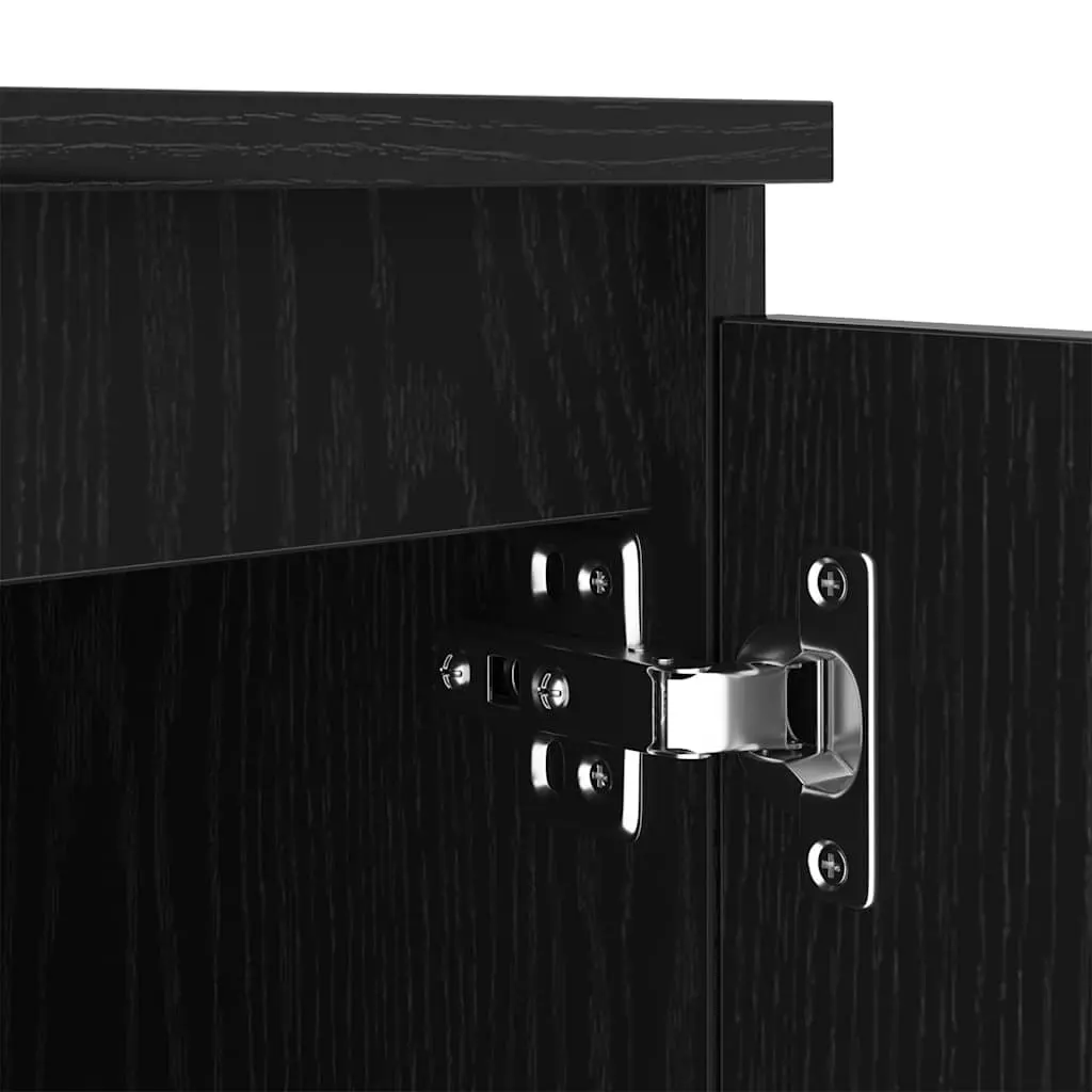 Black Oak Modern TV Cabinet with LED Lights and Shelves