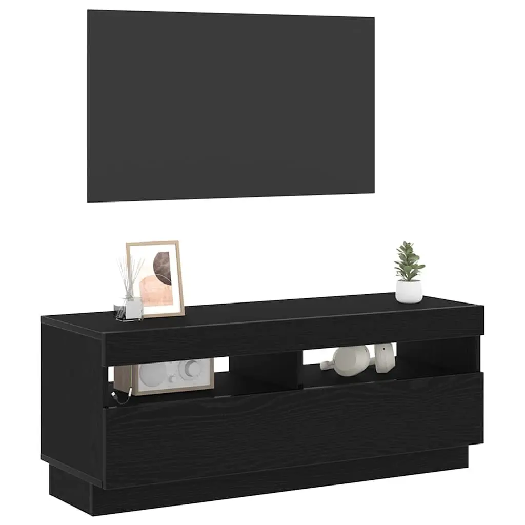 TV Cabinet Black Modern Living Room Entertainment Unit Engineered Wood