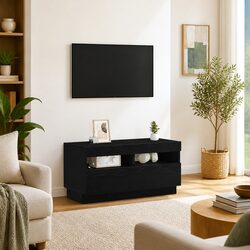 Black Modern TV Cabinet with Storage Shelves 80 x 35 x 40 cm