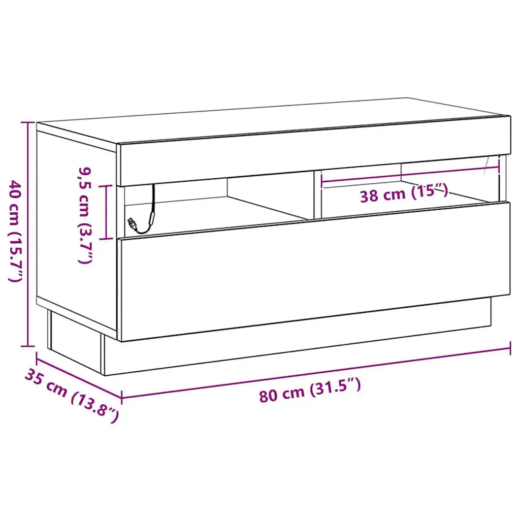 TV Cabinet Black Modern 80 x 35 x 40 cm Engineered Wood