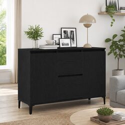 Stylish Black Engineered Wood Sideboard Cabinet 104cm