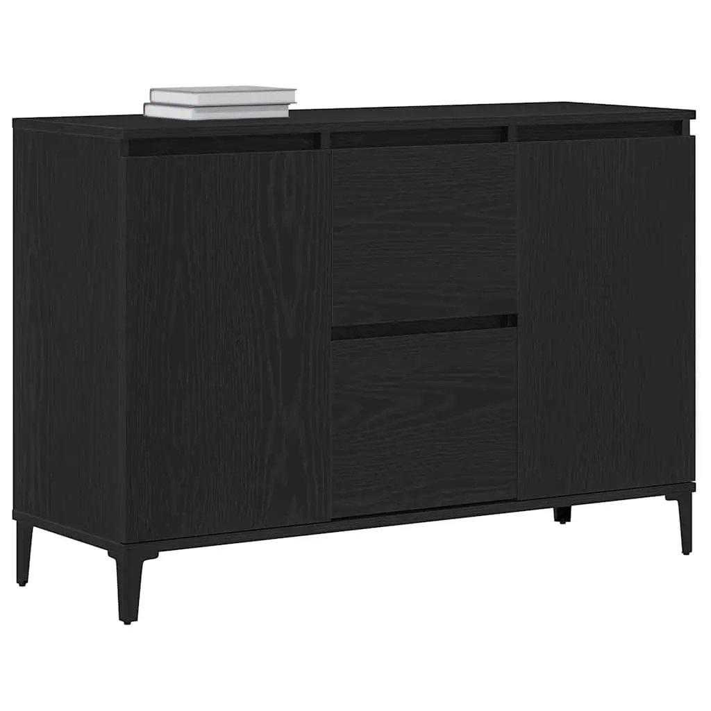 Black Engineered Wood Sideboard Cabinet 104cm