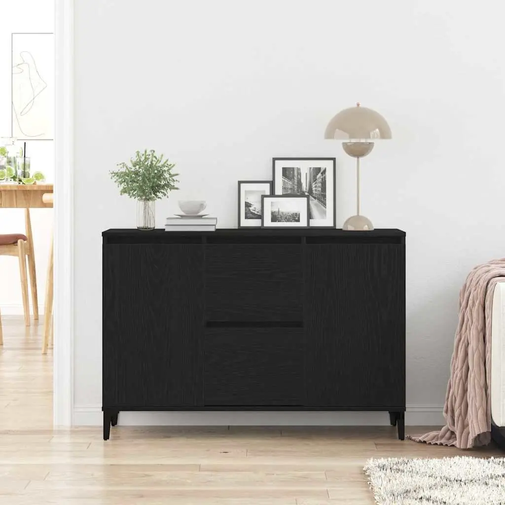 Black Engineered Wood Sideboard Cabinet 104cm