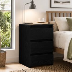 Black Oak Engineered Wood Bedside Cabinet for Storage