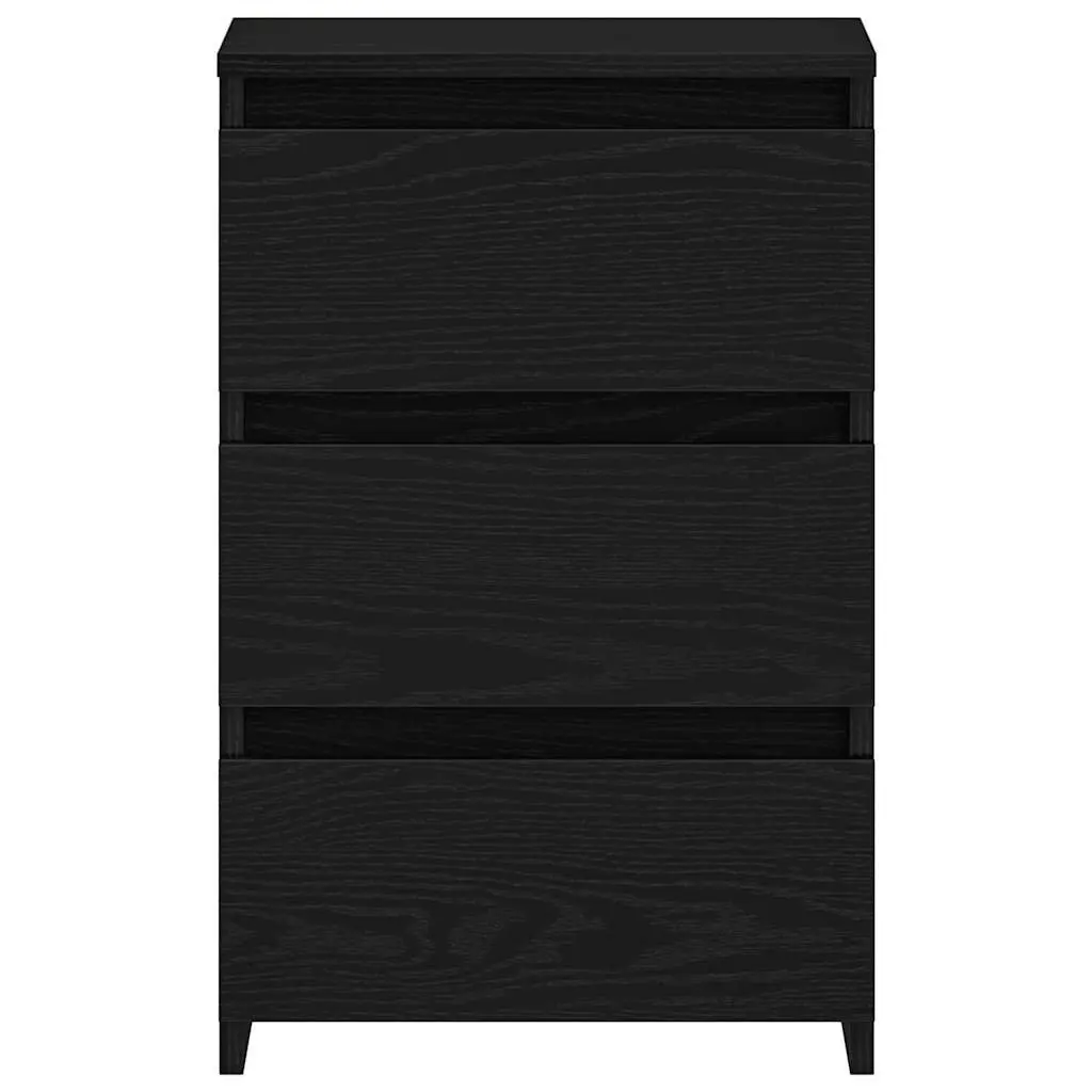 Black Oak Engineered Wood Bedside Cabinet for Storage