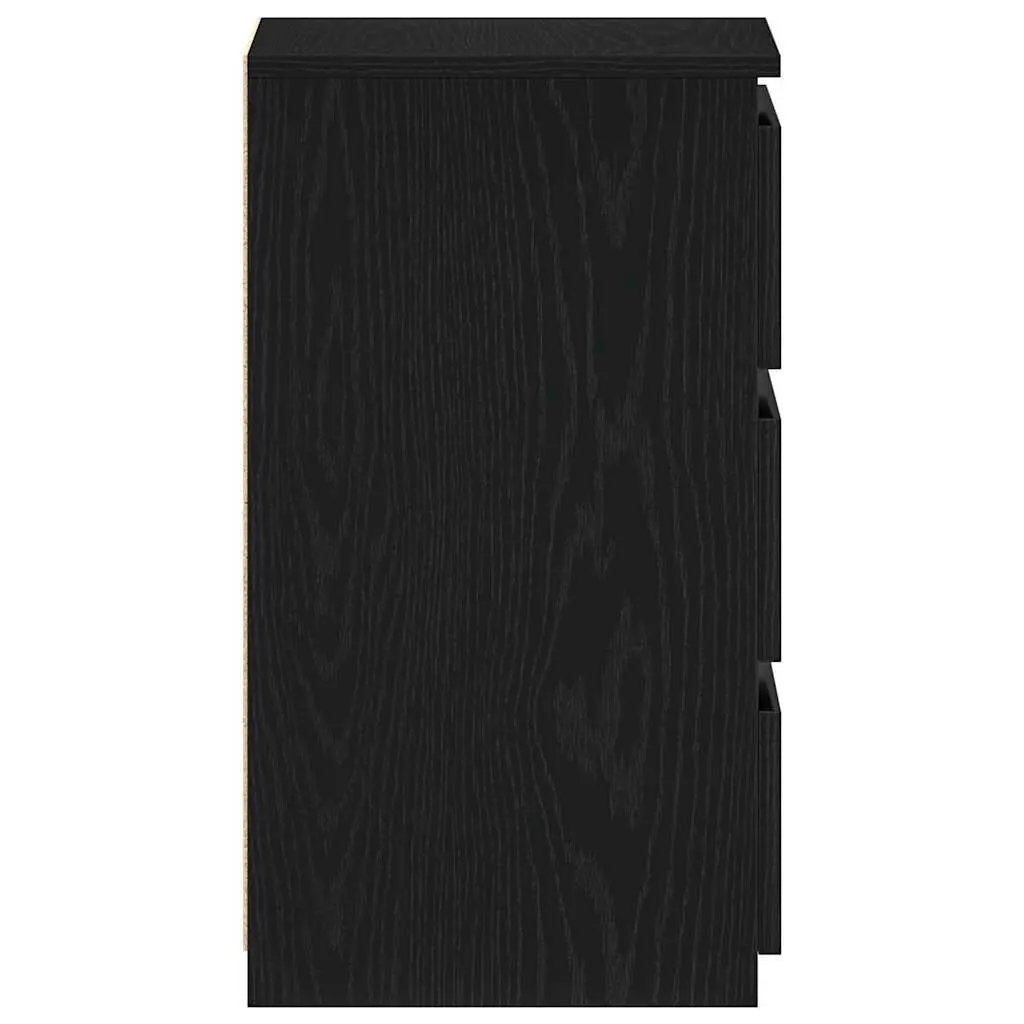 Black Oak Engineered Wood Bedside Cabinet for Storage