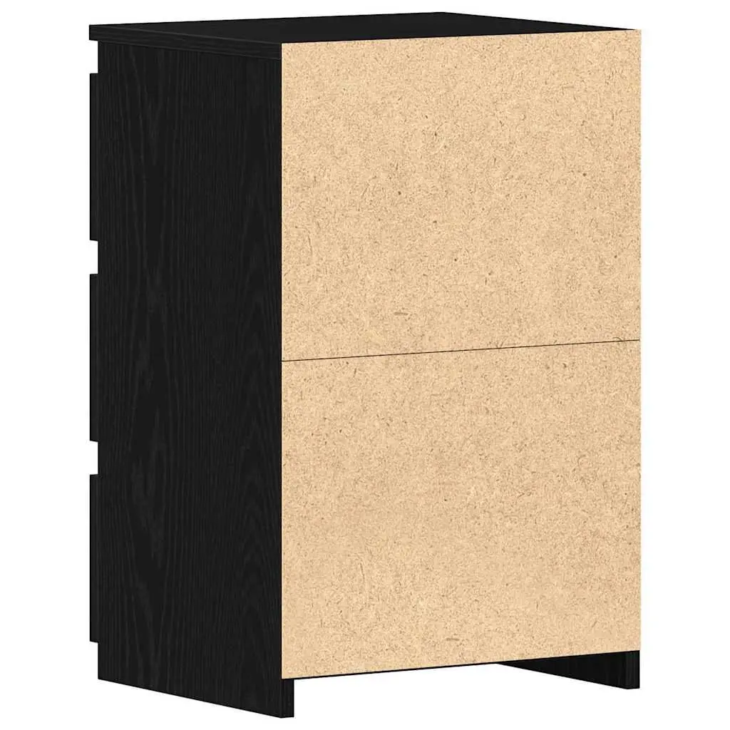 Rustic Black Oak Bedside Cabinet with Drawer Set