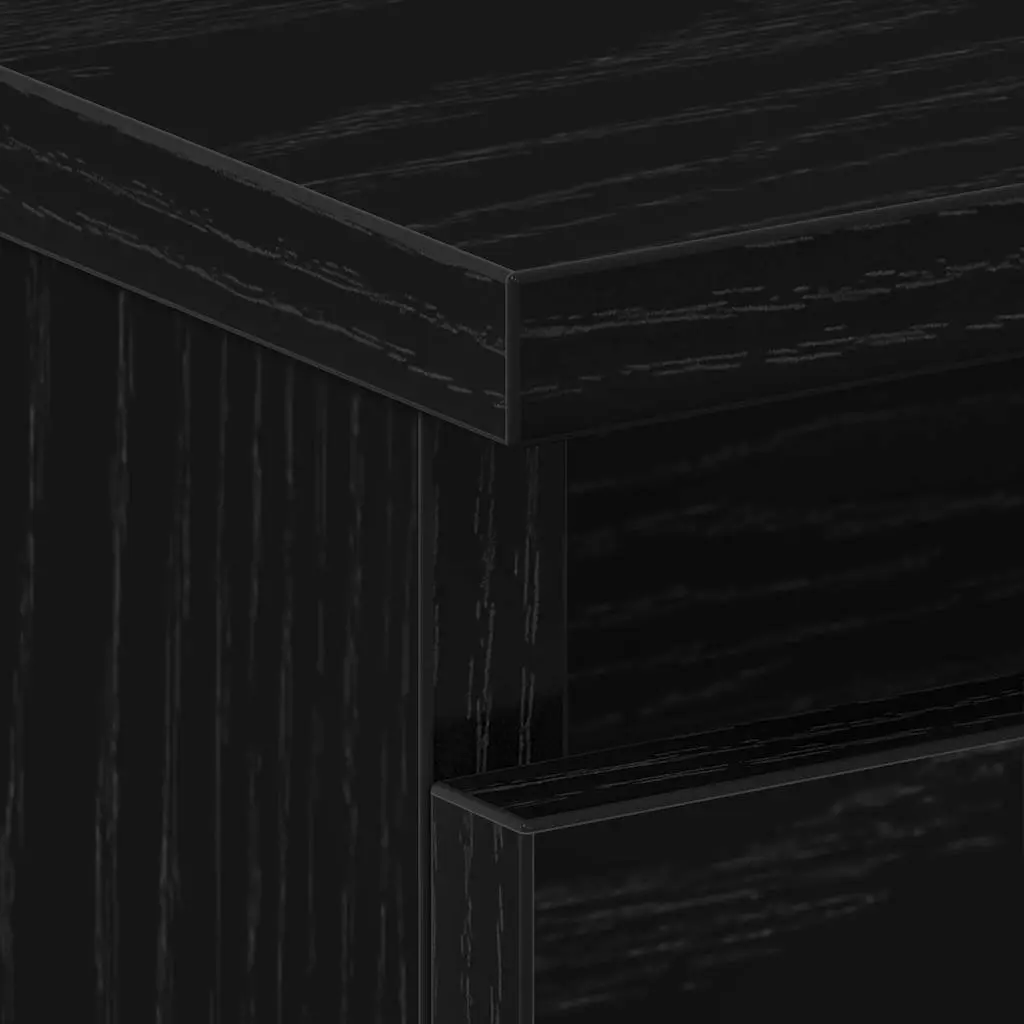 Rustic Black Oak Bedside Cabinet with Drawer Set