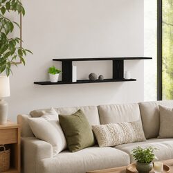 Black Oak Wall-Mounted TV Shelf for Modern Living Spaces