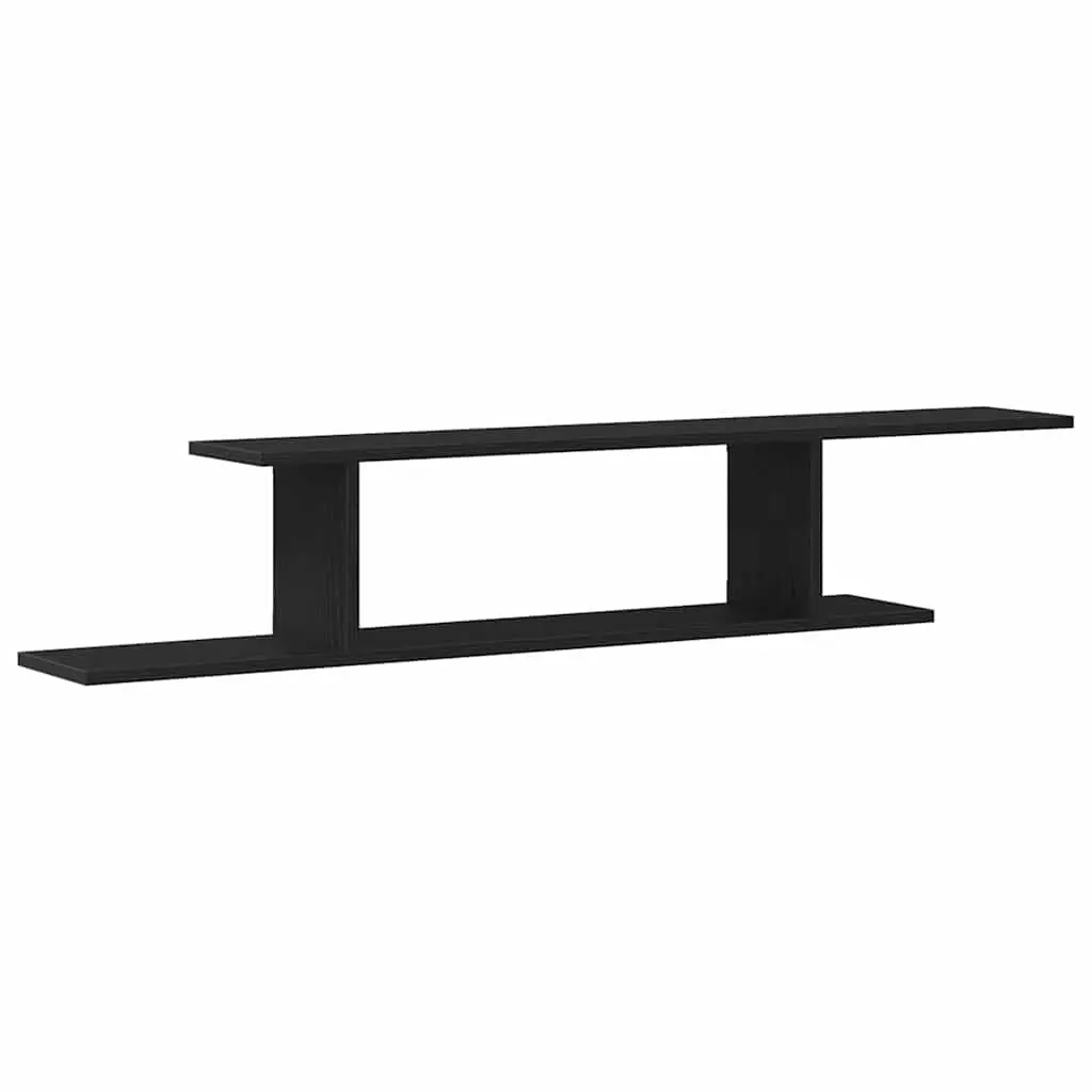 Wall-mounted TV Shelf Black Oak Modern 125cm Engineered Wood
