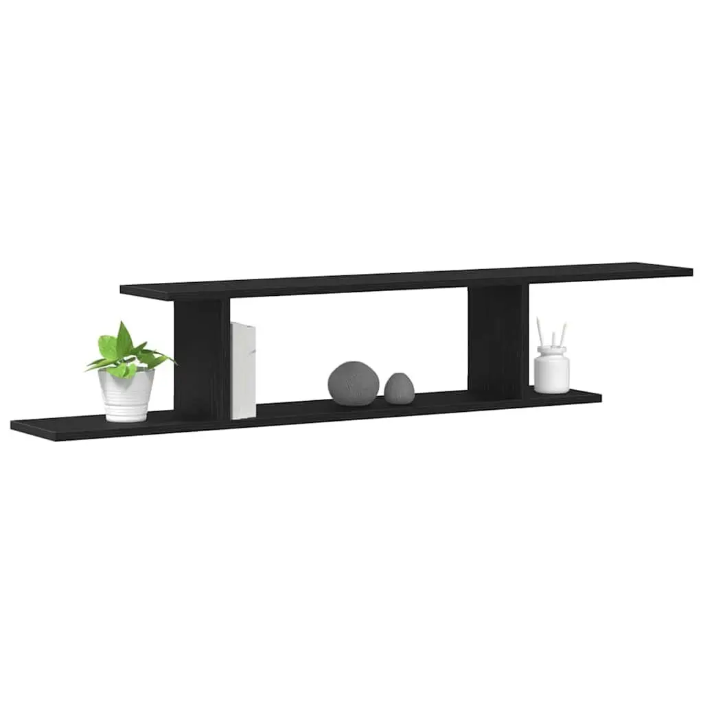 Wall-mounted TV Shelf Black Oak Modern 125cm Engineered Wood