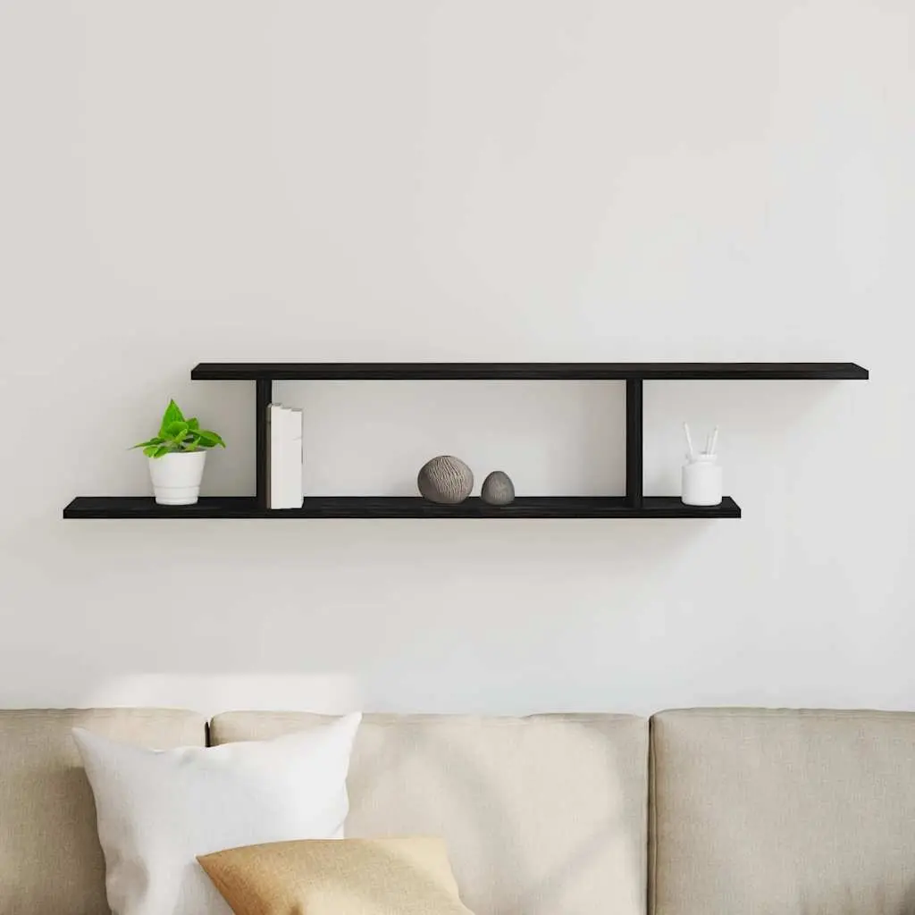 Wall-mounted TV Shelf Black Oak Modern 125cm Engineered Wood