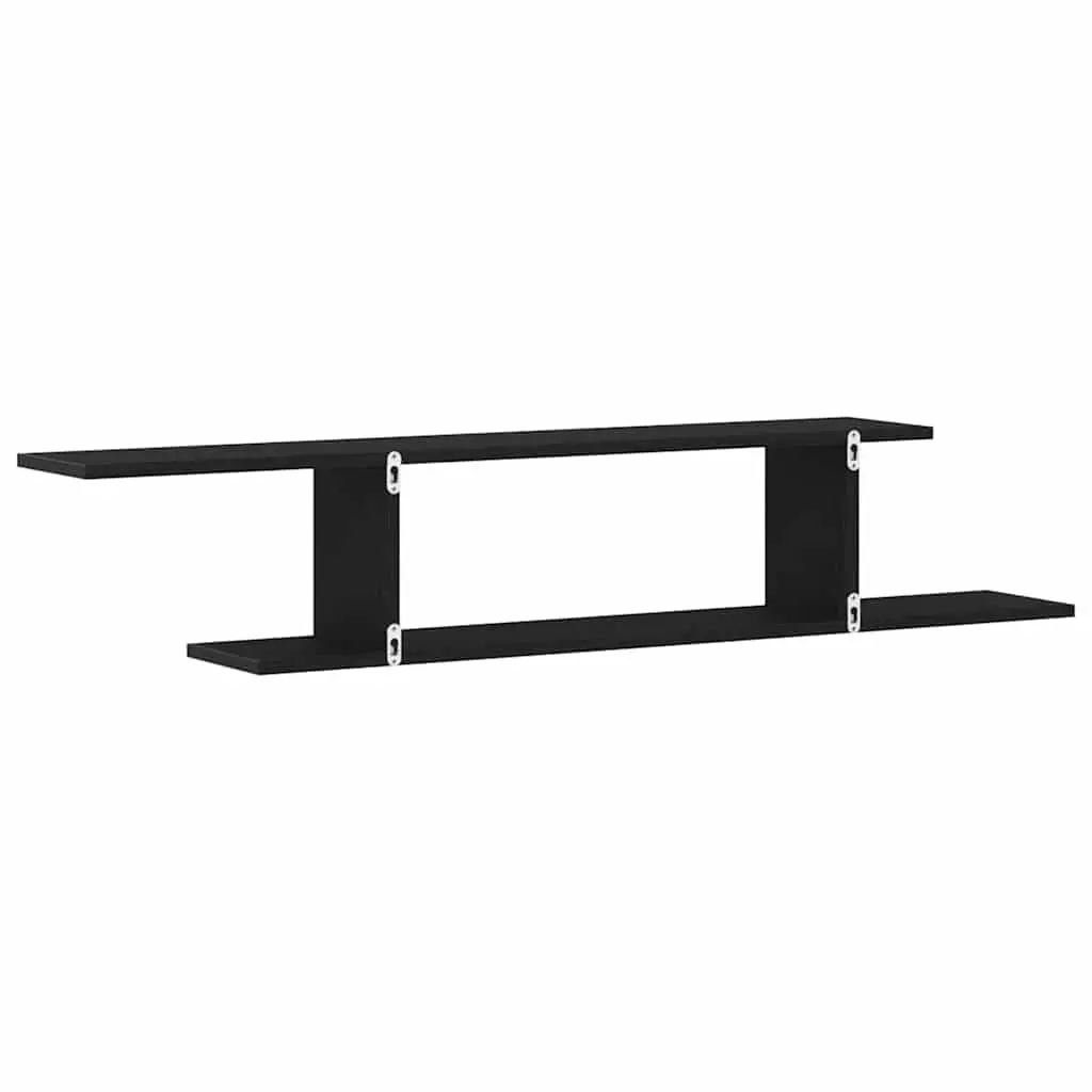 Wall-mounted TV Shelf Black Oak Modern 125cm Engineered Wood