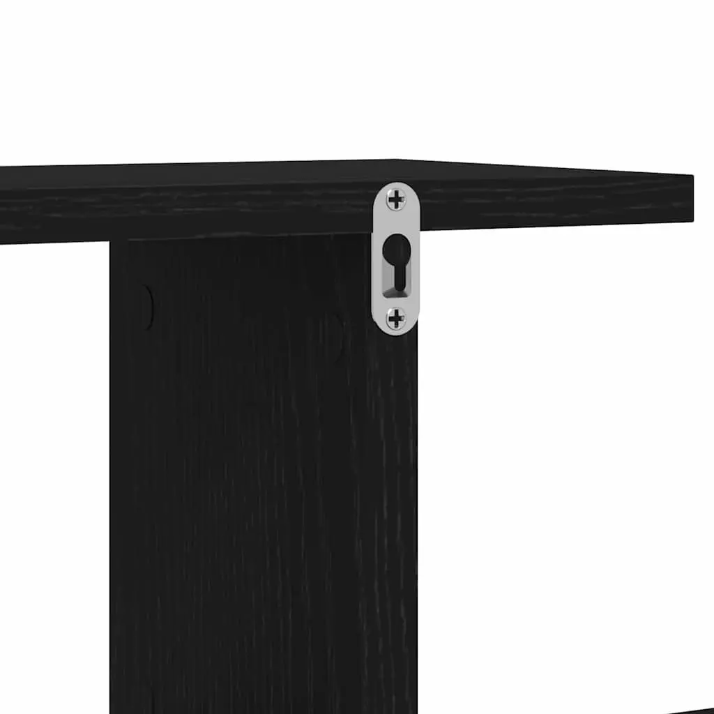 Wall-mounted TV Shelf Black Oak Modern 125cm Engineered Wood