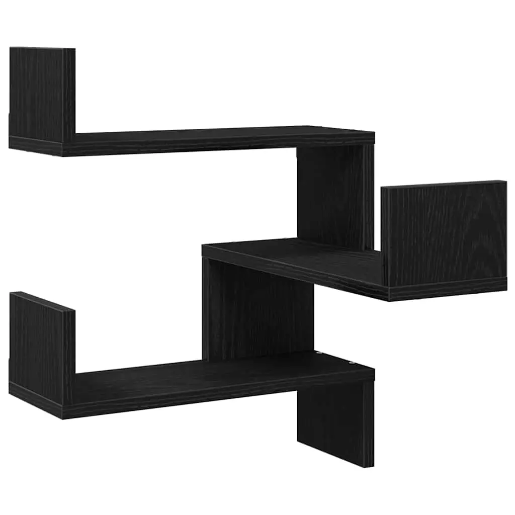 Wall Shelf Black Oak 40 x 40 x 49.5 cm Modern Storage Display Mounted