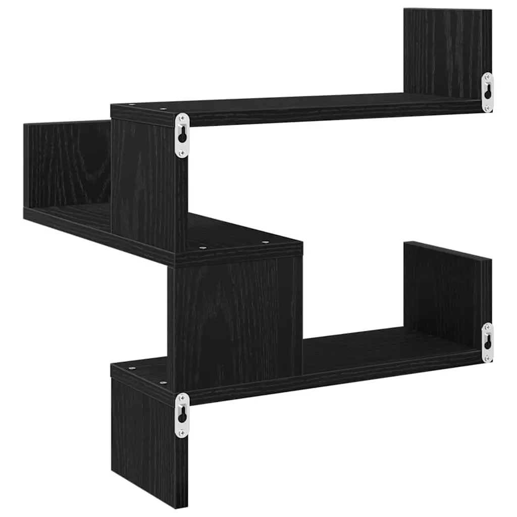 Wall Shelf Black Oak 40 x 40 x 49.5 cm Modern Storage Display Mounted