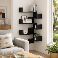 Black Oak Wall Shelf Set of 2 for Modern Interiors