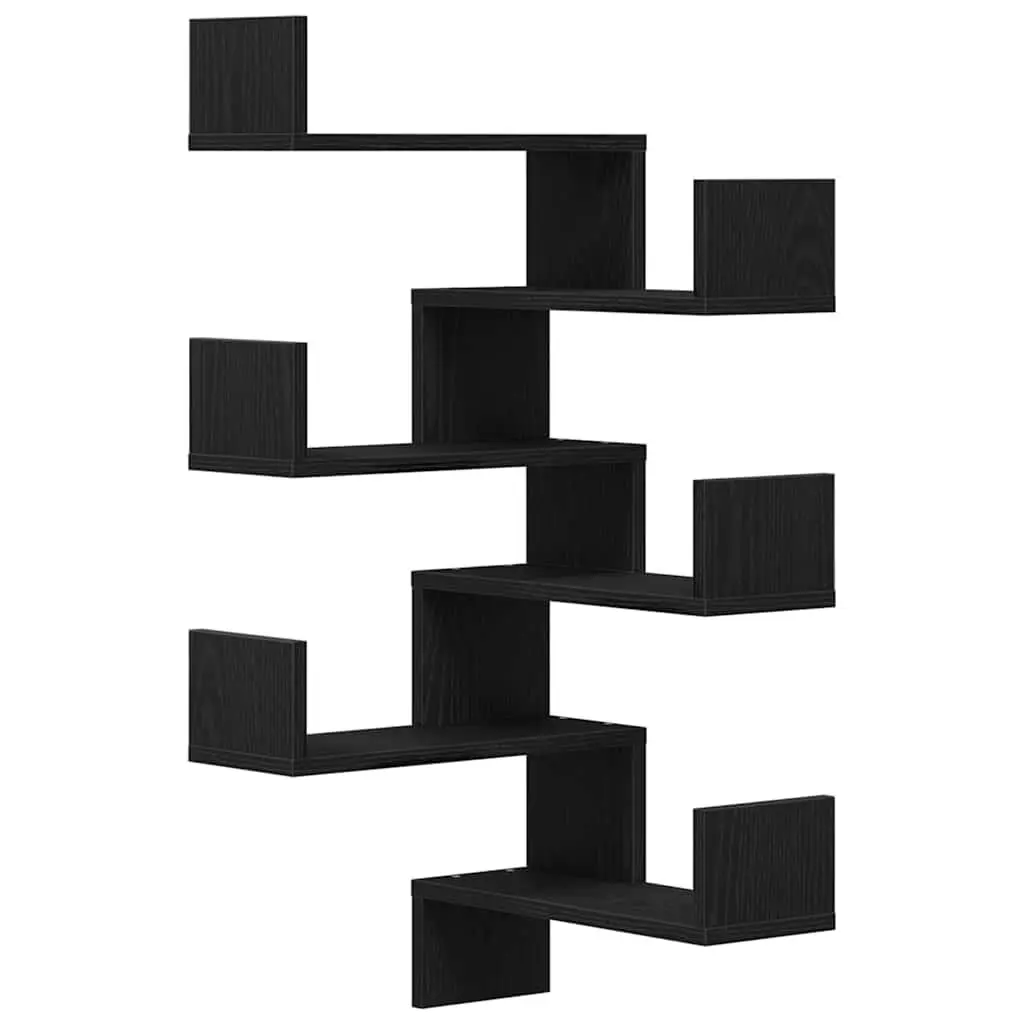 Wall Shelf Black Oak Modern 40 x 40 x 49.5 cm Engineered Wood 2 Pieces