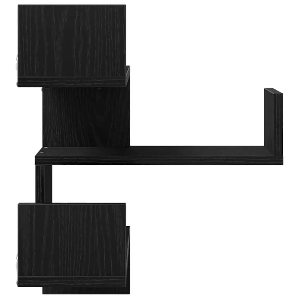 Wall Shelf Black Oak Modern 40 x 40 x 49.5 cm Engineered Wood 2 Pieces
