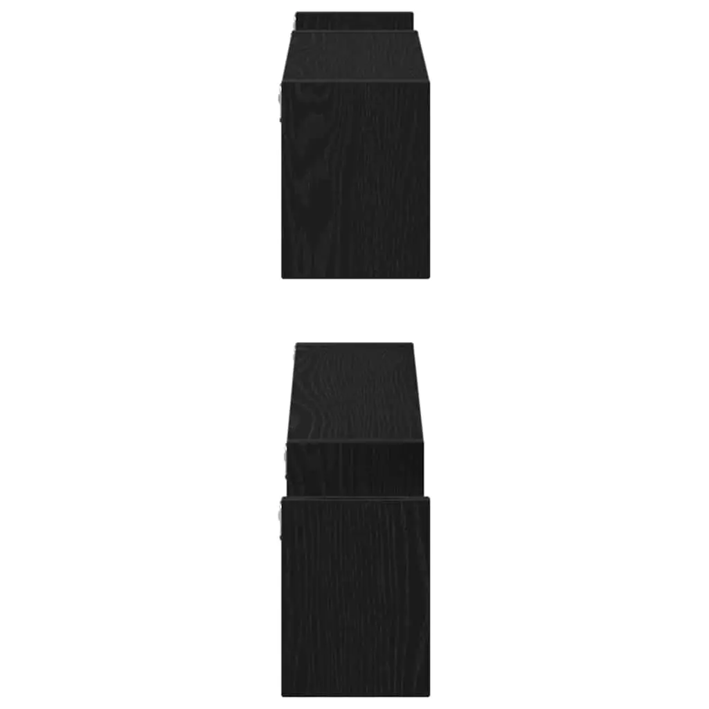 Wall Shelf Black Oak 100 x 15 x 20 cm Modern Storage Display Shelves 2 Pieces
