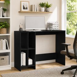 Black Oak Desk with Shelves for Modern Home Offices