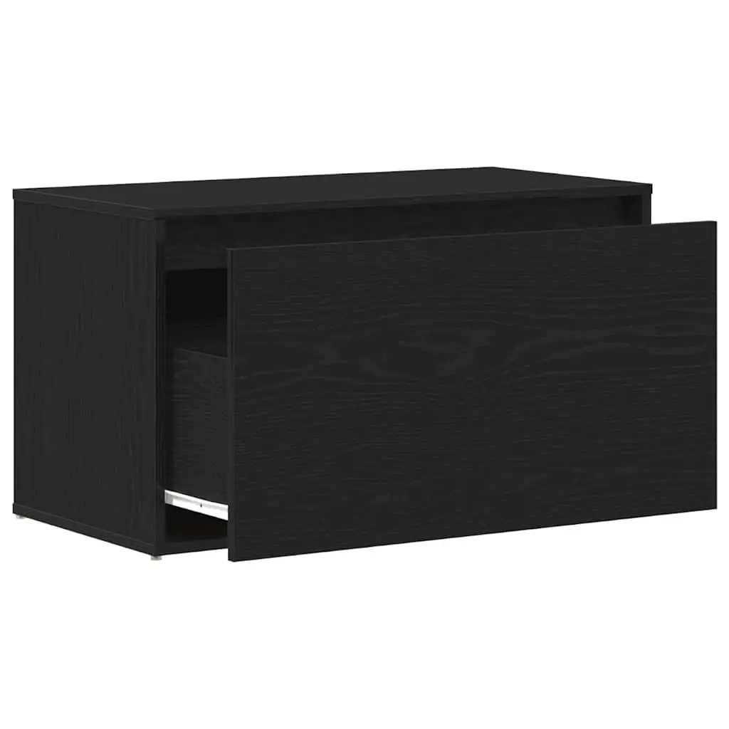 Hall Bench Storage Entryway Seat Black Oak 80x40x45cm Engineered Wood Compact