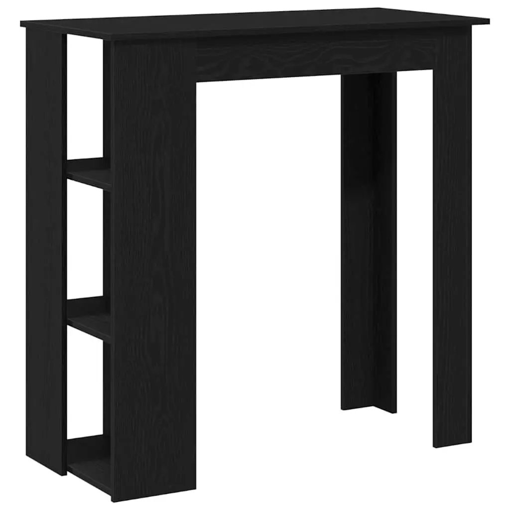 Black Oak Bar Table for Kitchen Dining with Storage