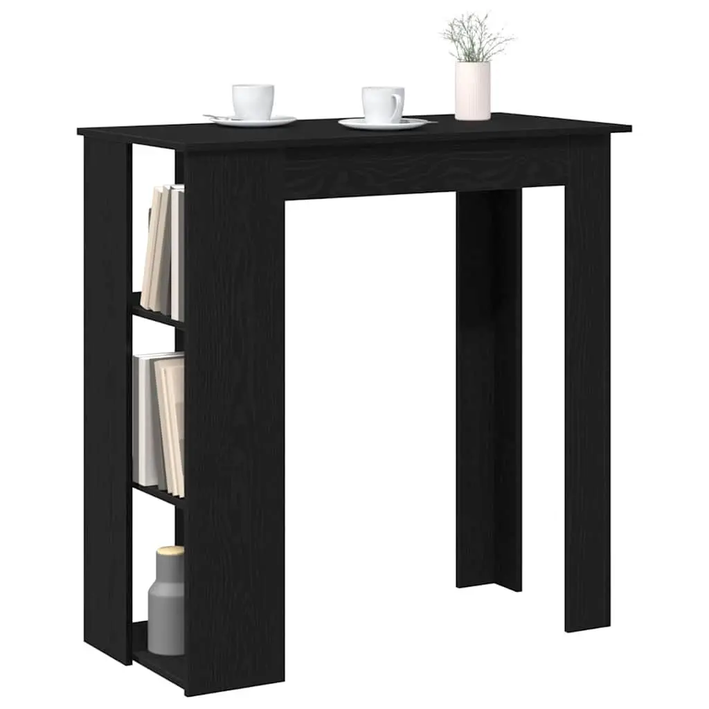Black Oak Bar Table for Kitchen Dining with Storage