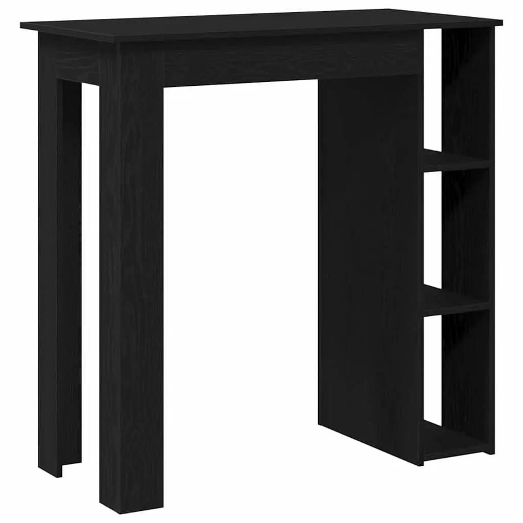 Black Oak Bar Table for Kitchen Dining with Storage