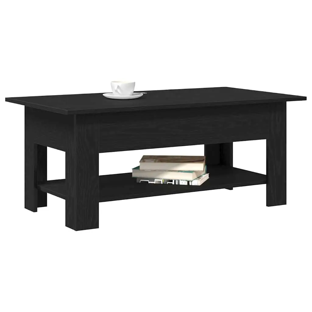 Coffee Table Modern Minimalist 102cm Black Oak Engineered Wood