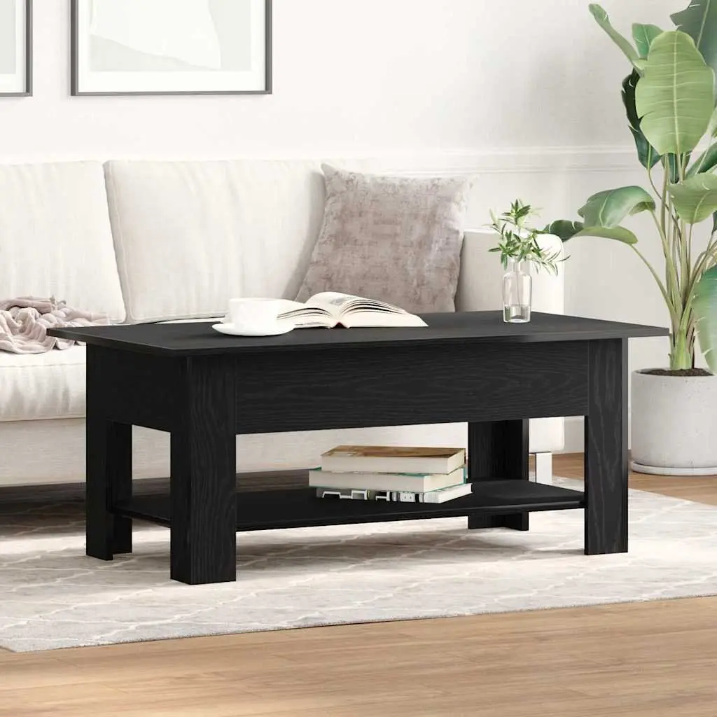 Coffee Table Modern Minimalist 102cm Black Oak Engineered Wood