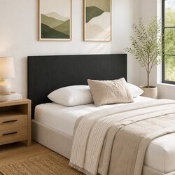 Wall-Mounted Black Oak Bed Headboard for Cozy Bedrooms