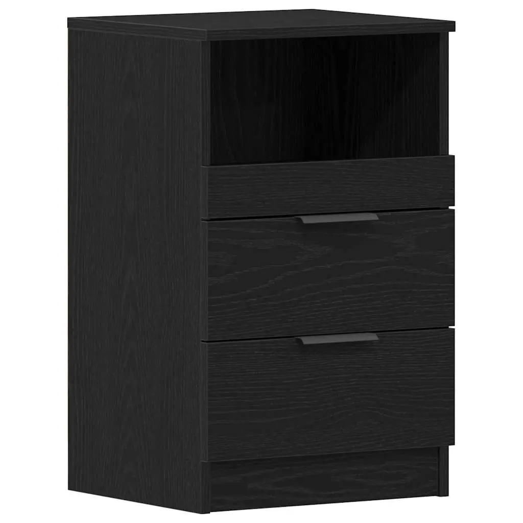 Black Oak Bedside Cabinet with Storage 40x35x65cm