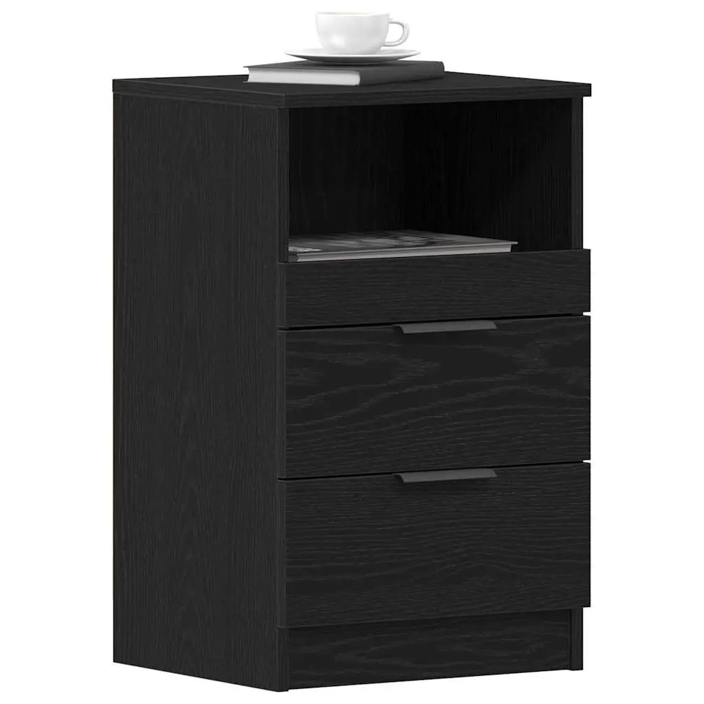 Black Oak Bedside Cabinet with Storage 40x35x65cm