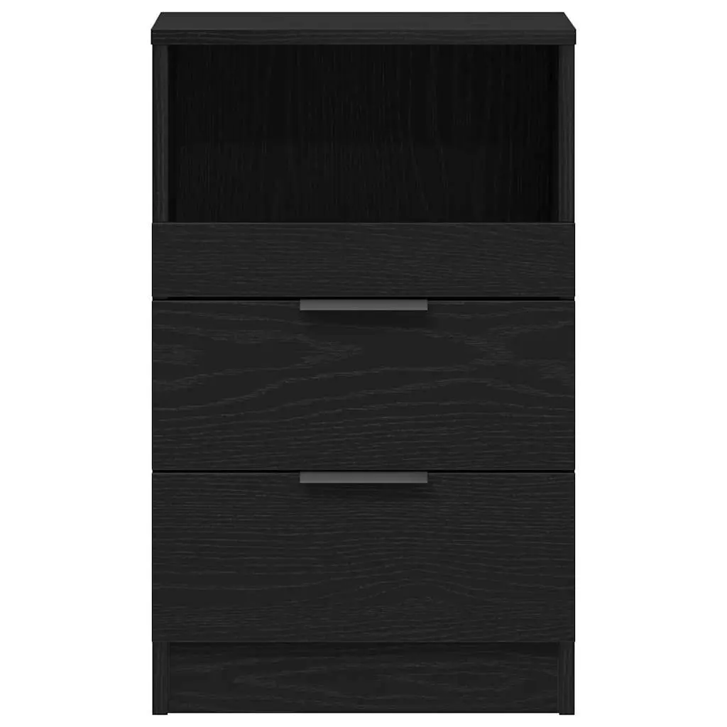 Black Oak Bedside Cabinet with Storage 40x35x65cm