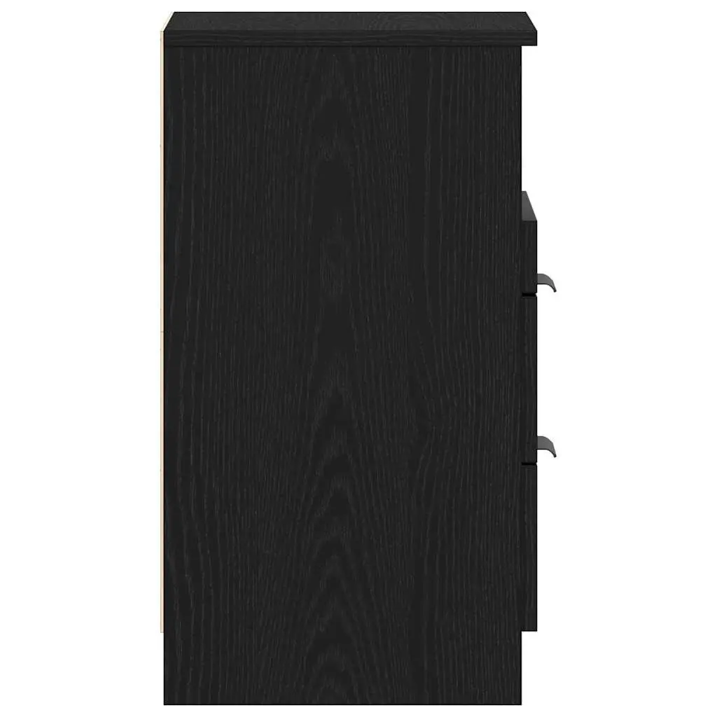 Black Oak Bedside Cabinet with Storage 40x35x65cm
