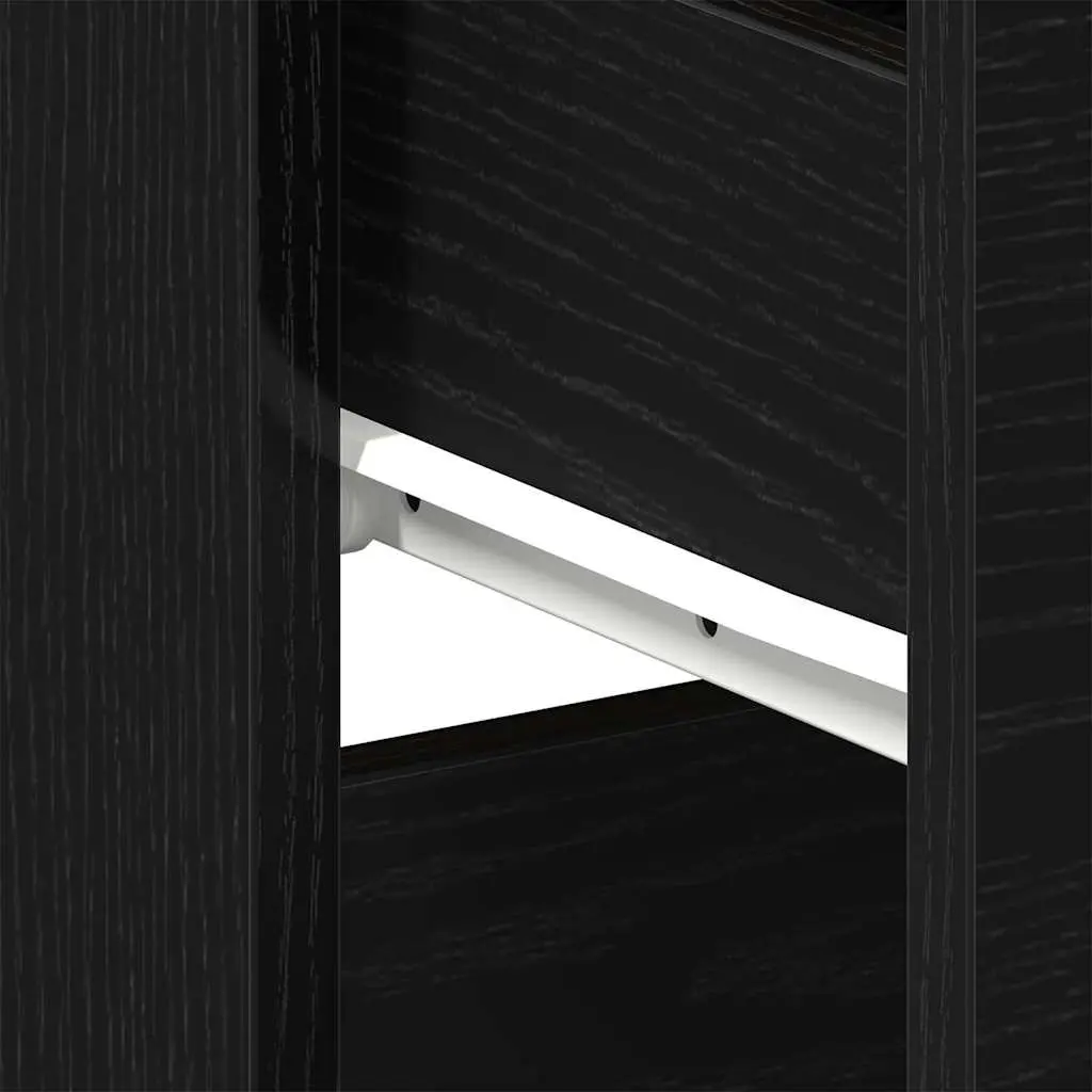 Black Oak Bedside Cabinet with Storage 40x35x65cm