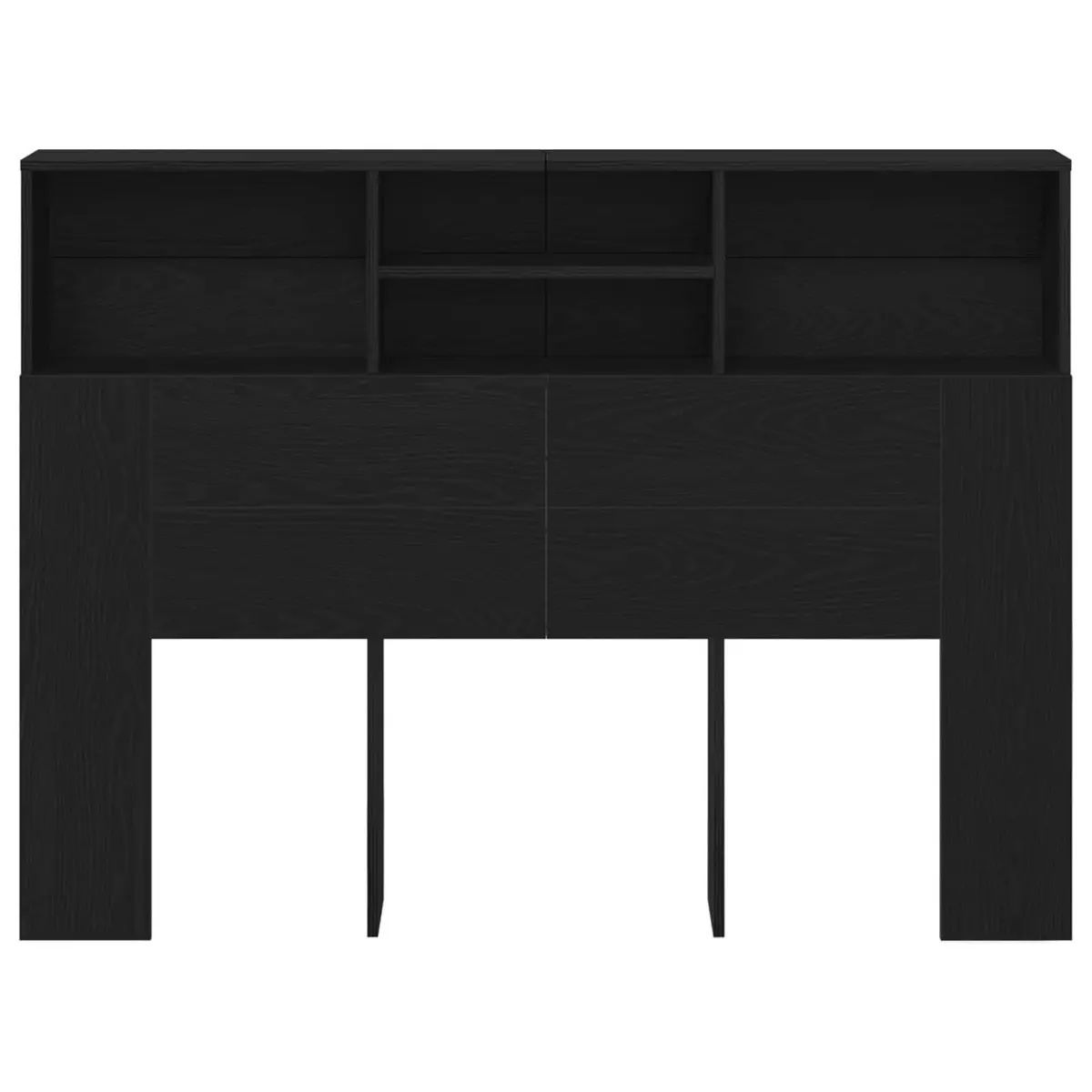 Wall-Mounted Black Oak Headboard Cabinet for Bedrooms