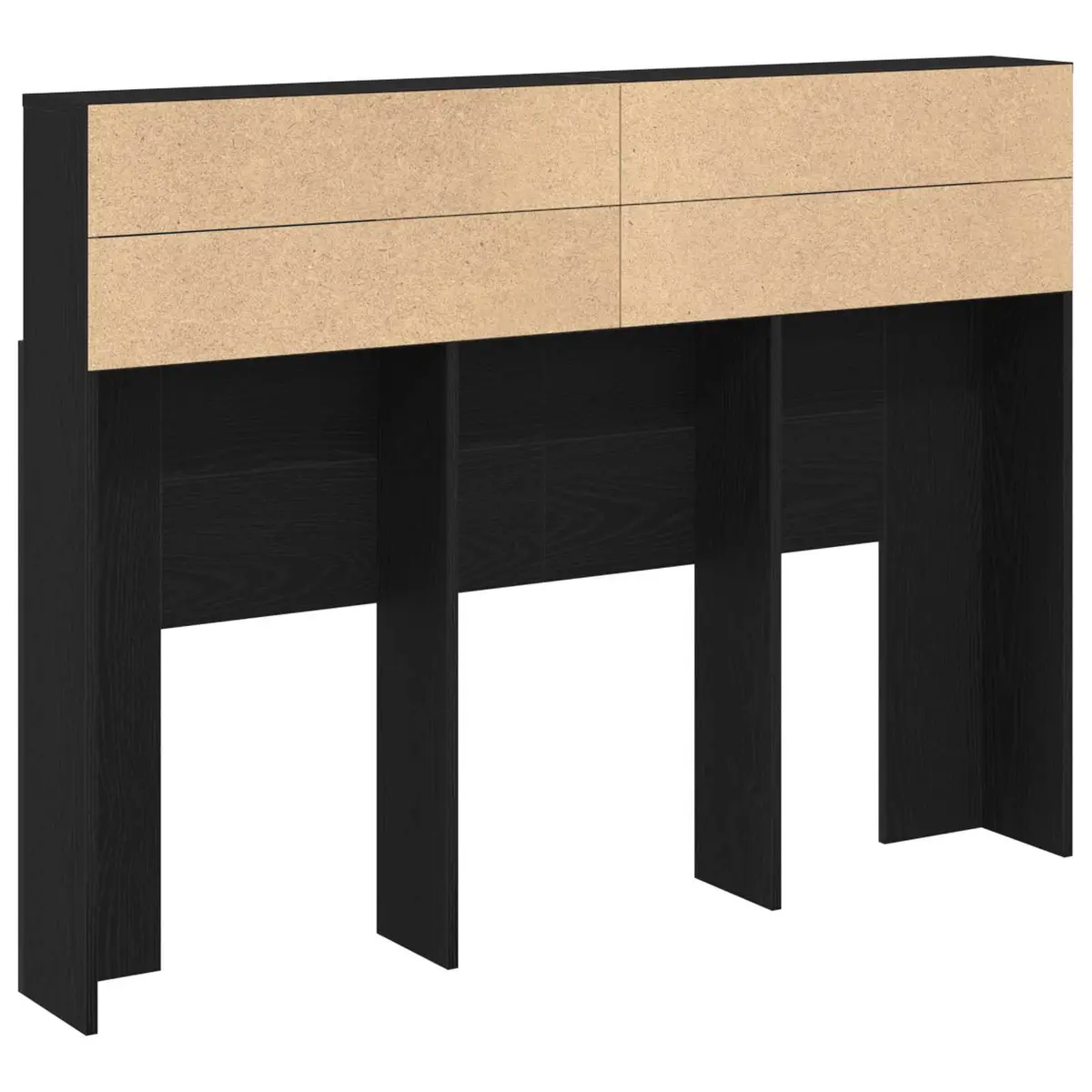 Wall-Mounted Black Oak Headboard Cabinet for Bedrooms
