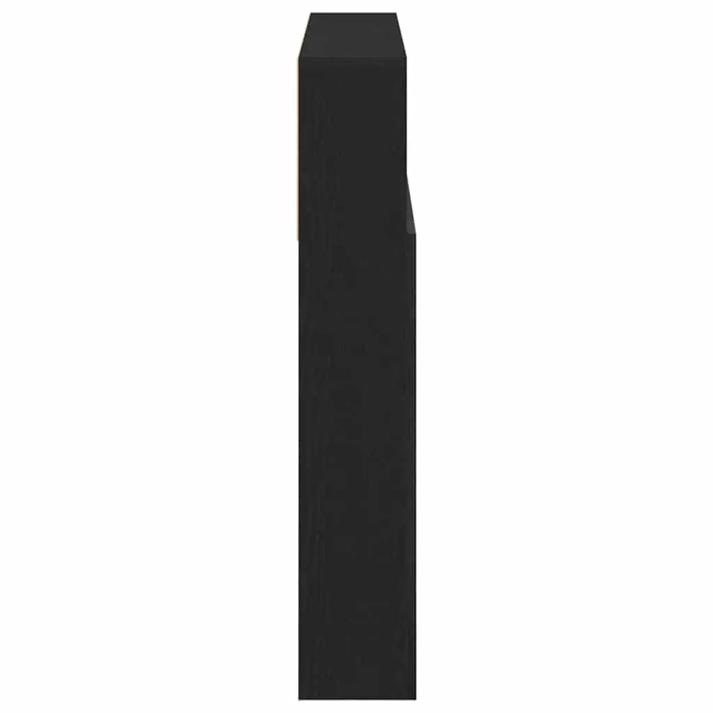 Wall-Mounted Headboard Cabinet Black Oak 160cm Engineered Wood Bedroom Storage Shelving Unit